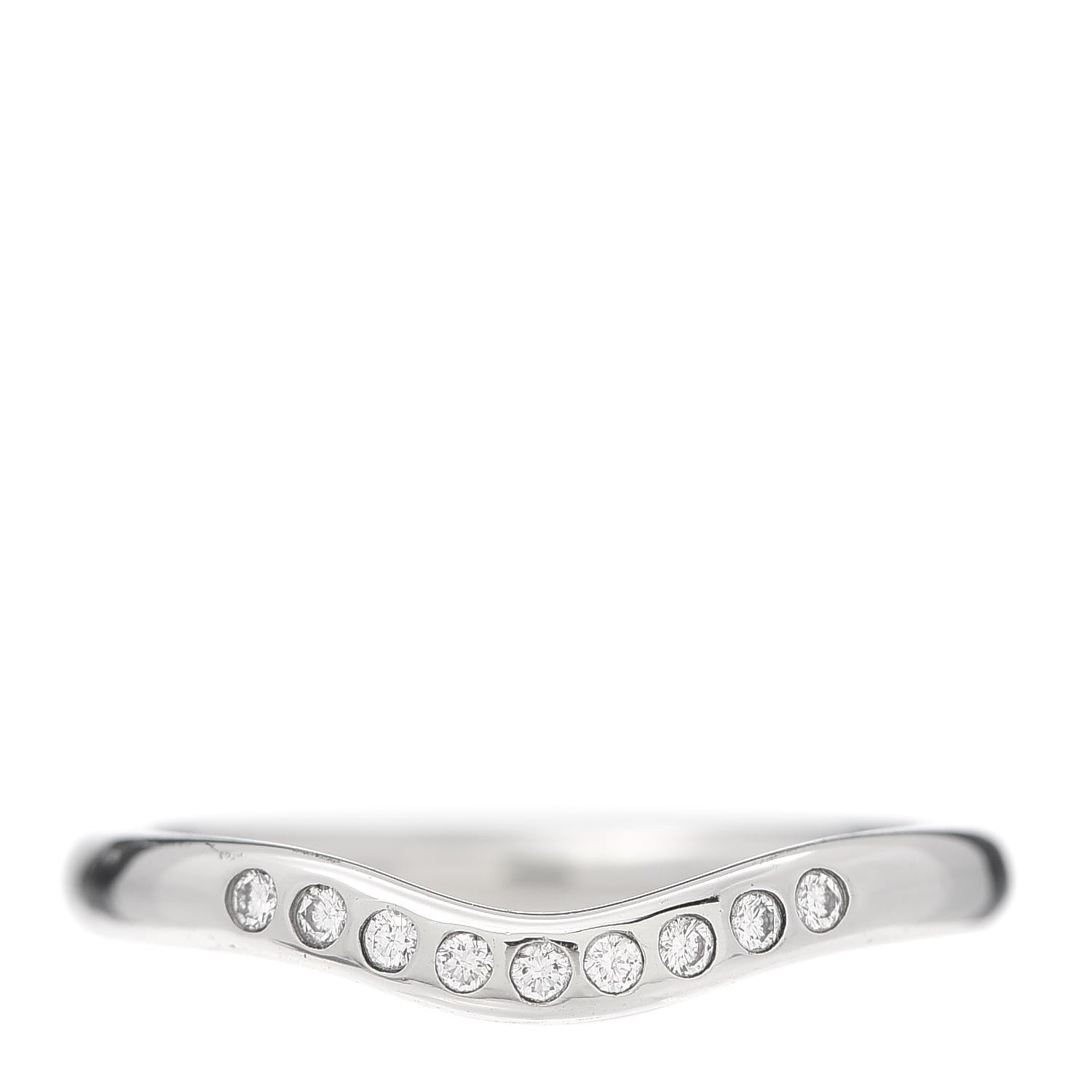 Tiffany Platinum Diamond Elsa Peretti Curved Wedding Band Ring 49 5 1 of 4