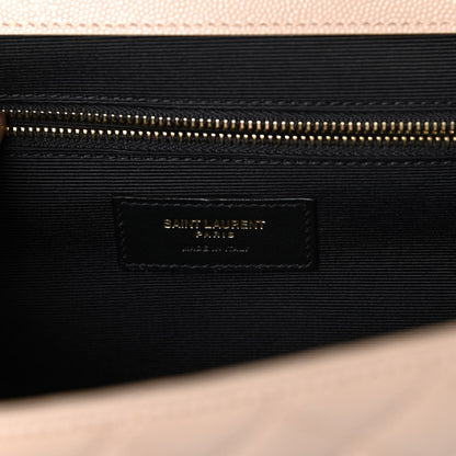 Saint Laurent Grain De Poudre Mixed Matelasse Large Triquilt Monogram Satchel Nude Powder 6 of 9