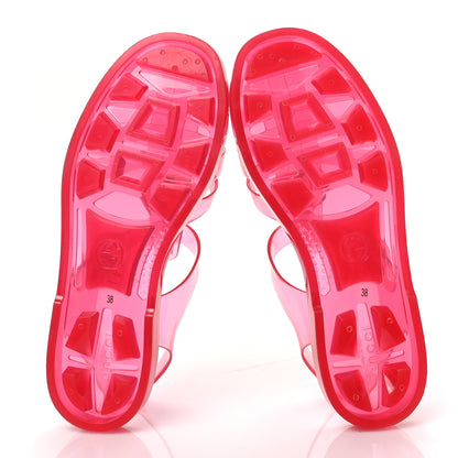 Gucci Shiny Rubber Double G Buckle Strap Sandals 38 Transparent Deep Coral 6 of 7
