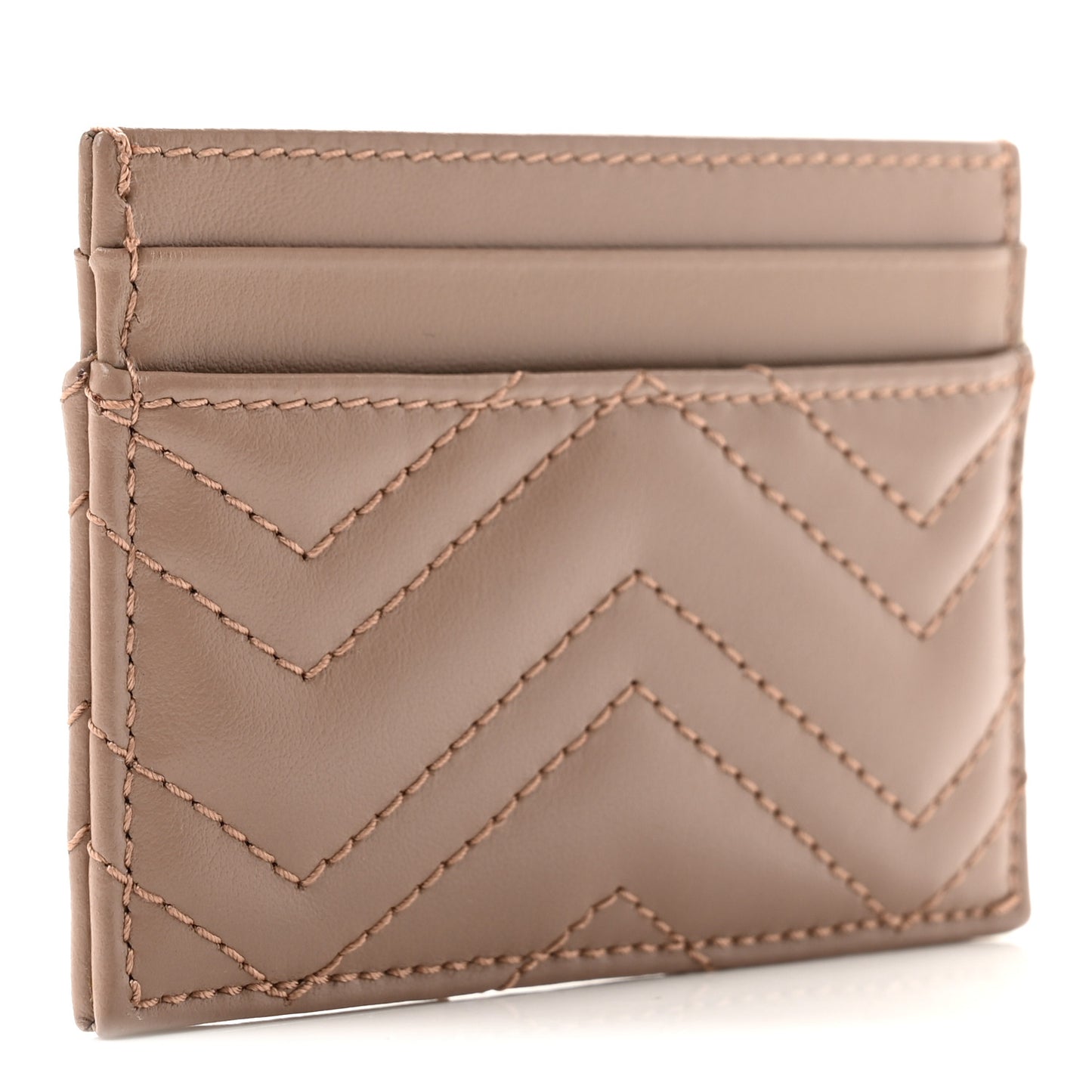 Calfskin Matelasse GG Marmont Card Holder Porcelain Rose
