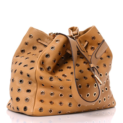Prada Daino Borchie Grommet Bucket Bag Miele 3 of 16