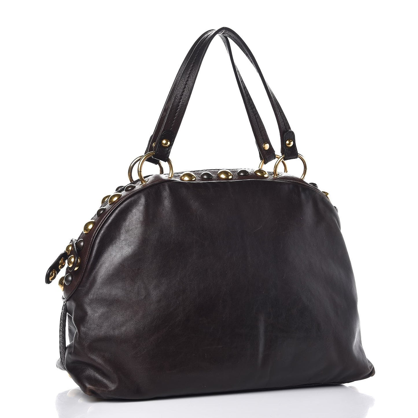 Calfskin Large Babouska Dome Satchel Dark Brown
