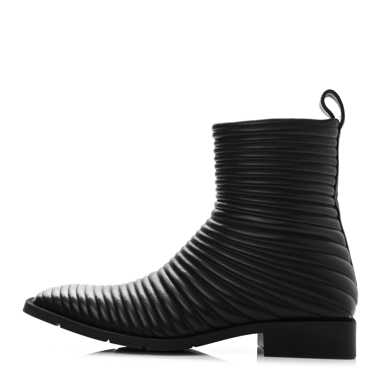 Calfskin Padded Quilted Ankle Boots 41 Black