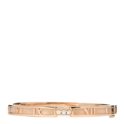 Tiffany 18K Rose Gold Diamond Atlas Closed Hinged Bangle Bracelet 1 of 6