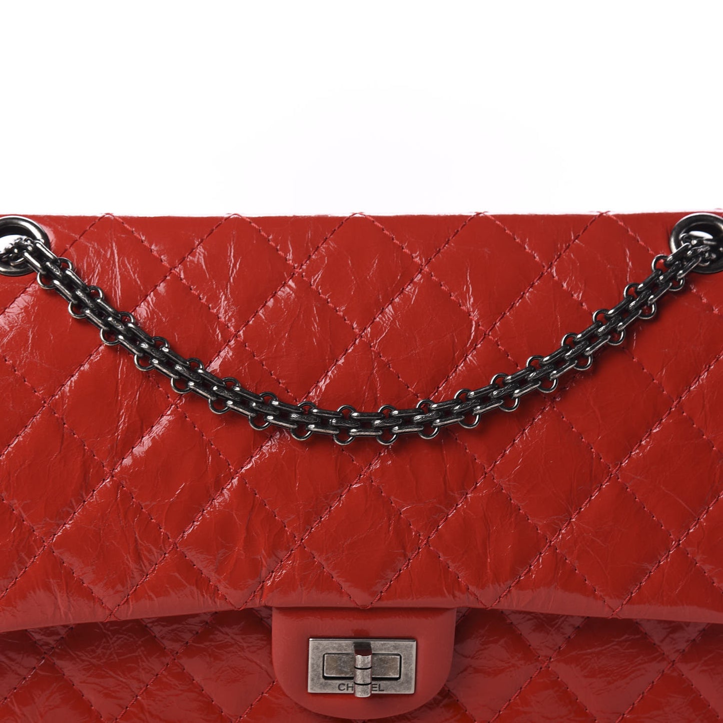 Aged Glazed Calfskin Quilted 2.55 Reissue 226 Flap Red