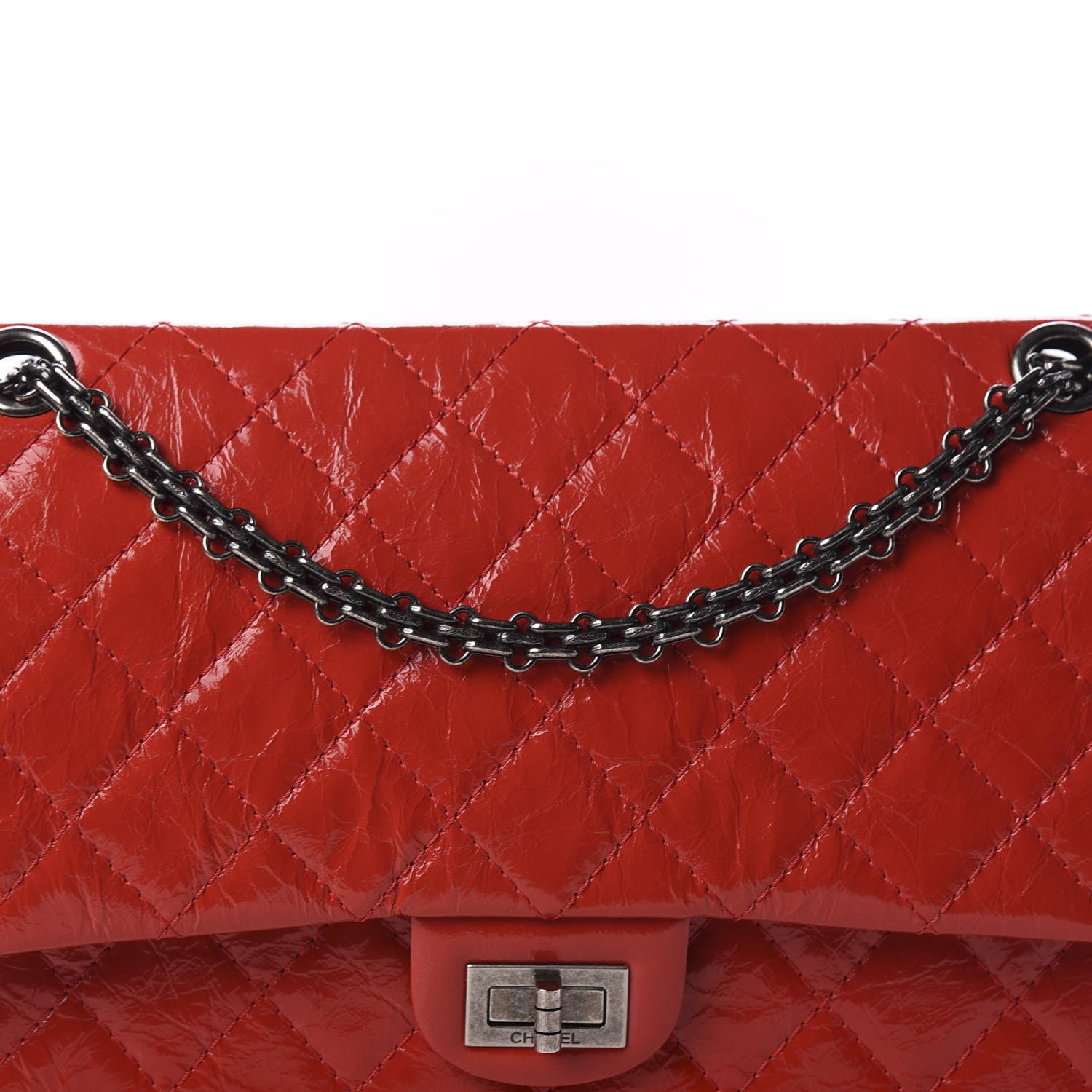 Chanel Aged Glazed Calfskin Quilted 2.55 Reissue 226 Flap Red 9 of 9