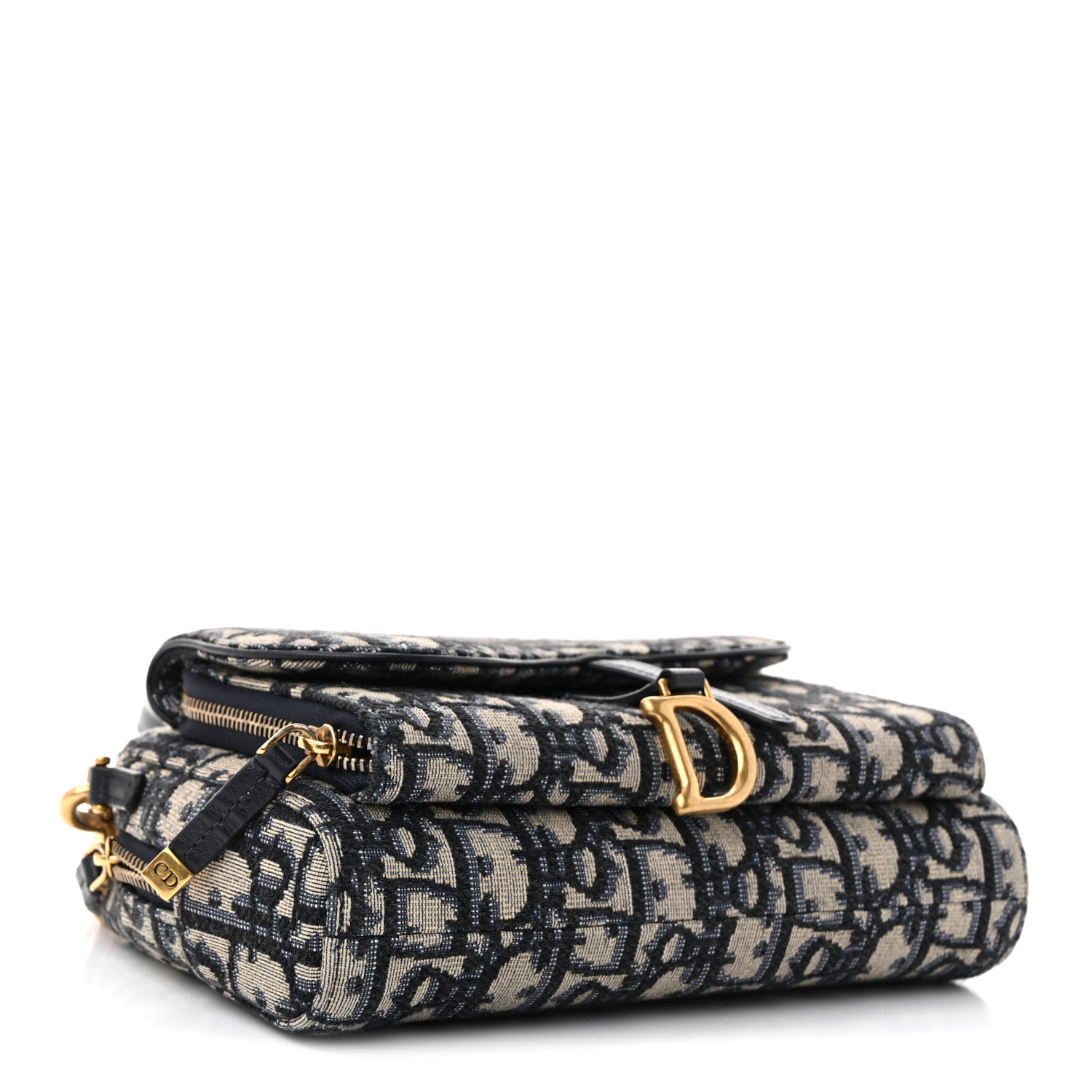 Christian Dior Oblique Double Saddle Pouch Navy Blue 4 of 10