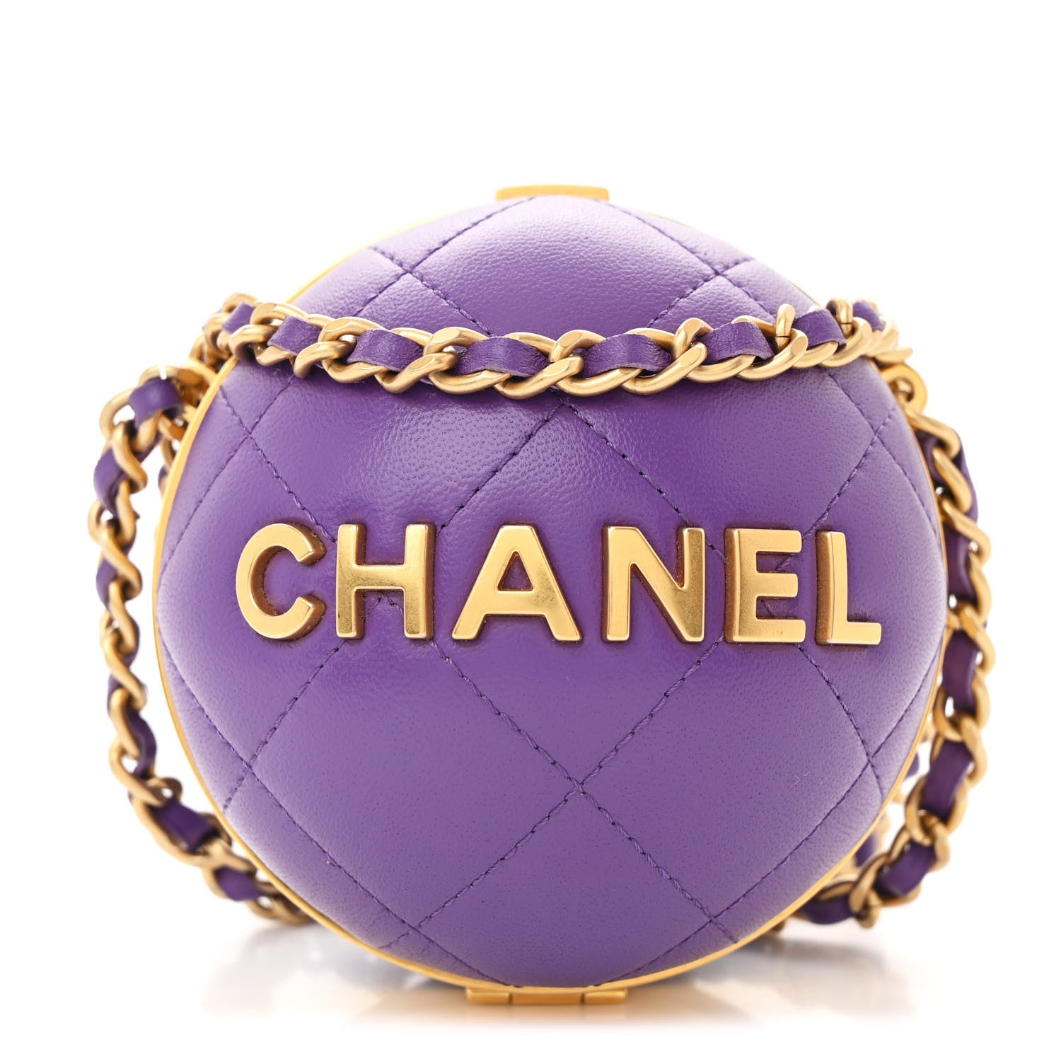 Chanel Lambskin CC Minaudiere Sphere Chain Clutch Purple 1 of 9