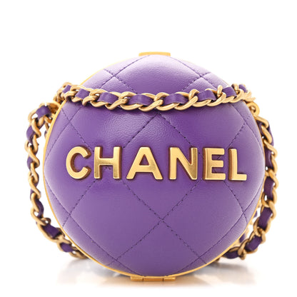 Chanel Lambskin CC Minaudiere Sphere Chain Clutch Purple 1 of 9