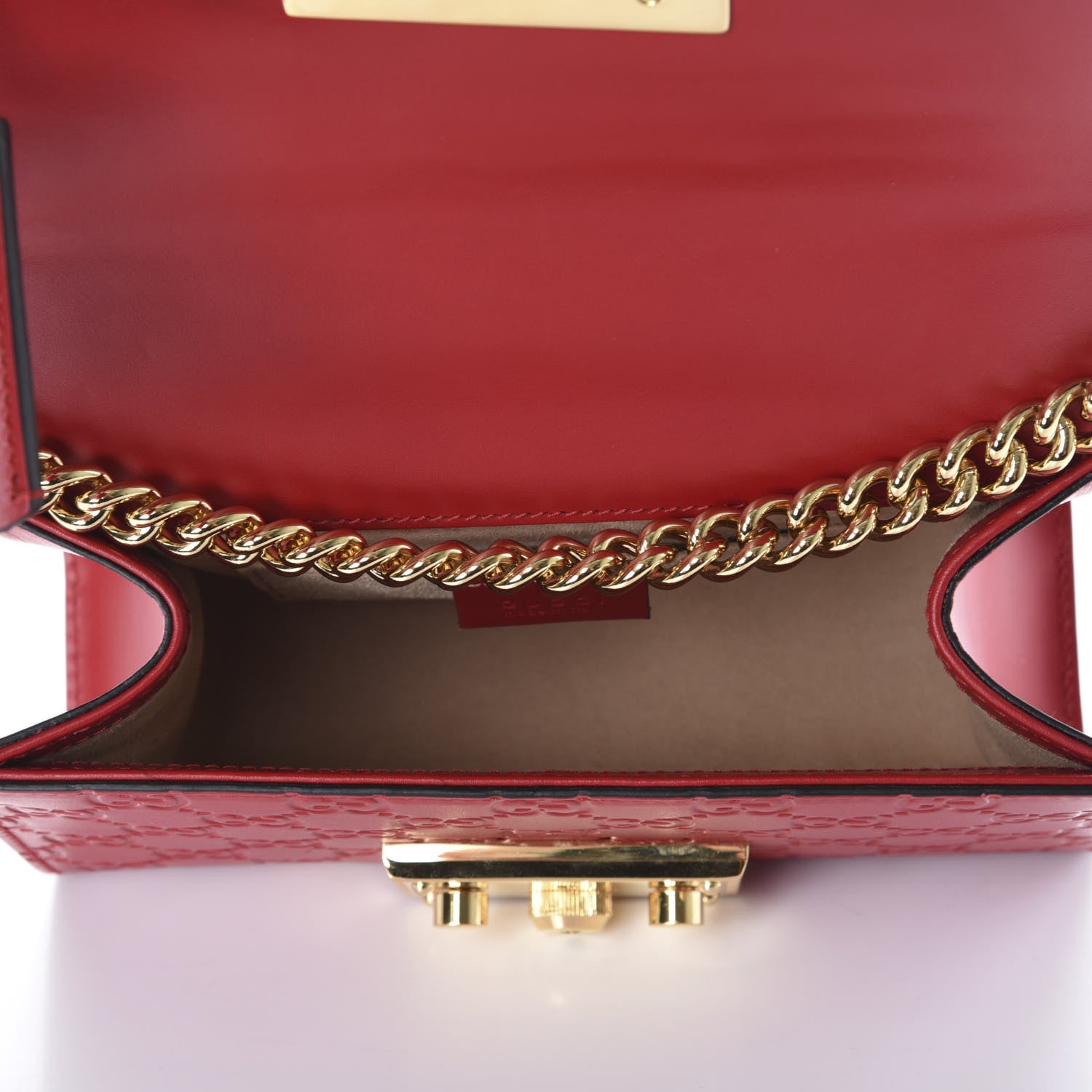 Gucci Guccissima Small Padlock Shoulder Bag Hibiscus Red 6 of 11