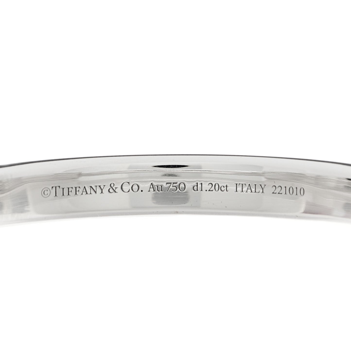 18K White Gold Diamond Tiffany Lock Half Pave Bangle Bracelet