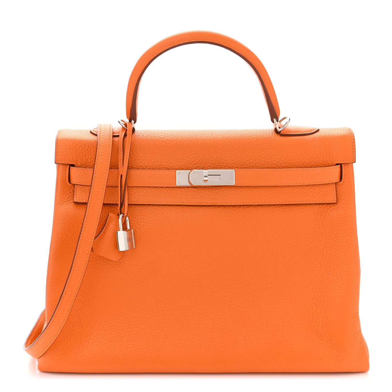 Hermes Taurillon Clemence Kelly Retourne 35 Orange 1 of 12