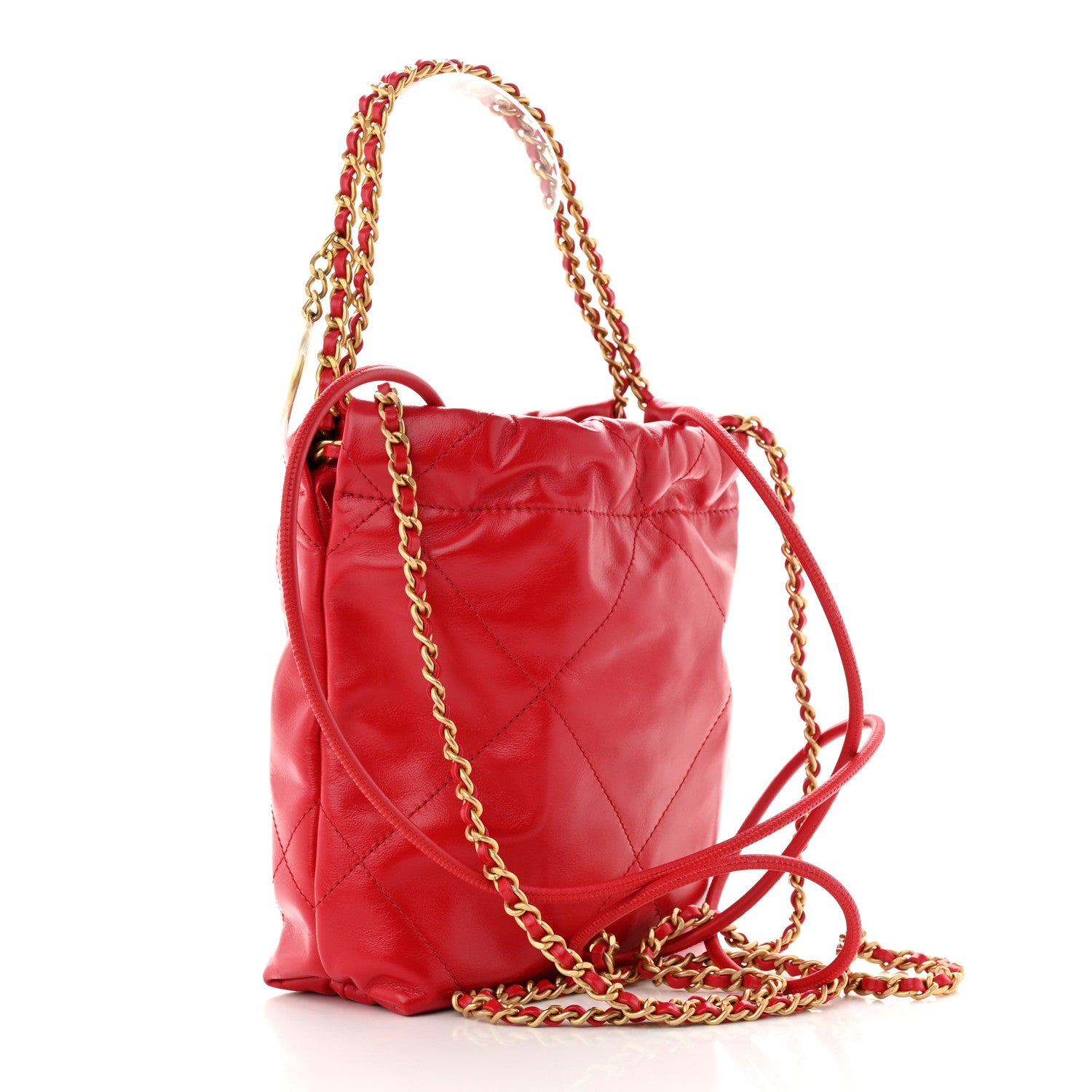 Chanel Shiny Calfskin Quilted Mini Chanel 22 Red 3 of 11