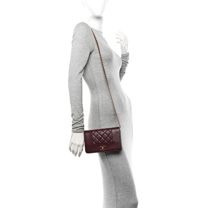 Chanel Sheepskin Quilted Mademoiselle Vintage Wallet On Chain WOC Burgundy 2 of 13