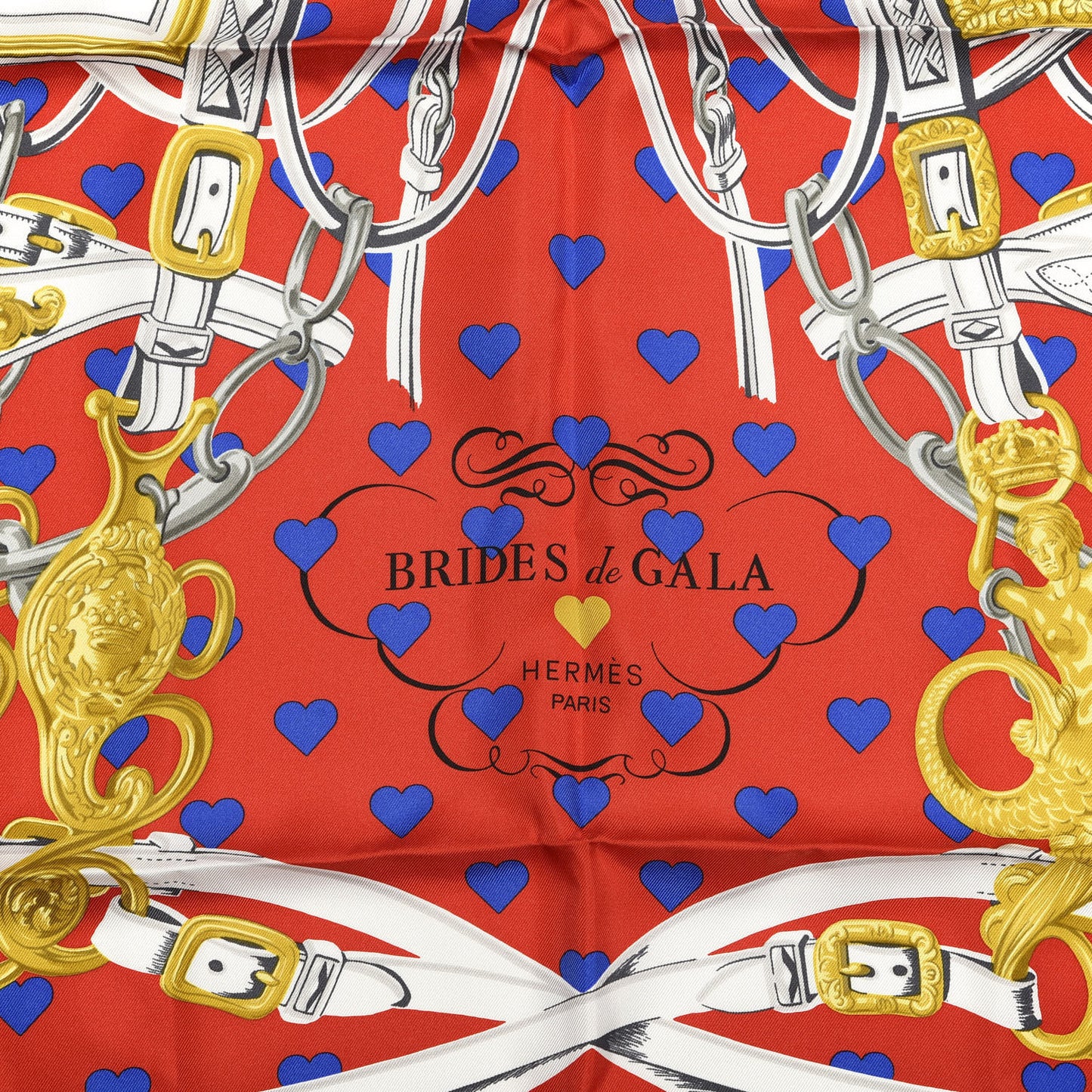 Silk Brides De Gala Love Scarf 90 Rouge Vif Marine White