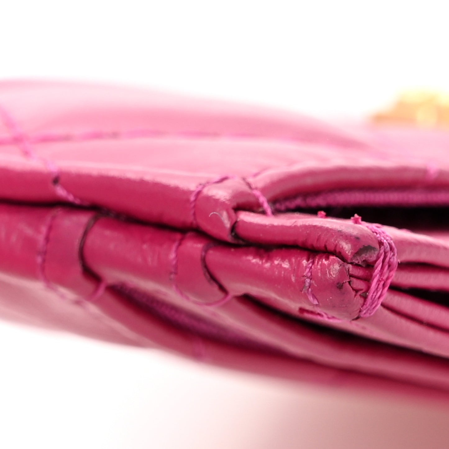 Aged Calfskin Quilted Reissue Card Holder Fuchsia