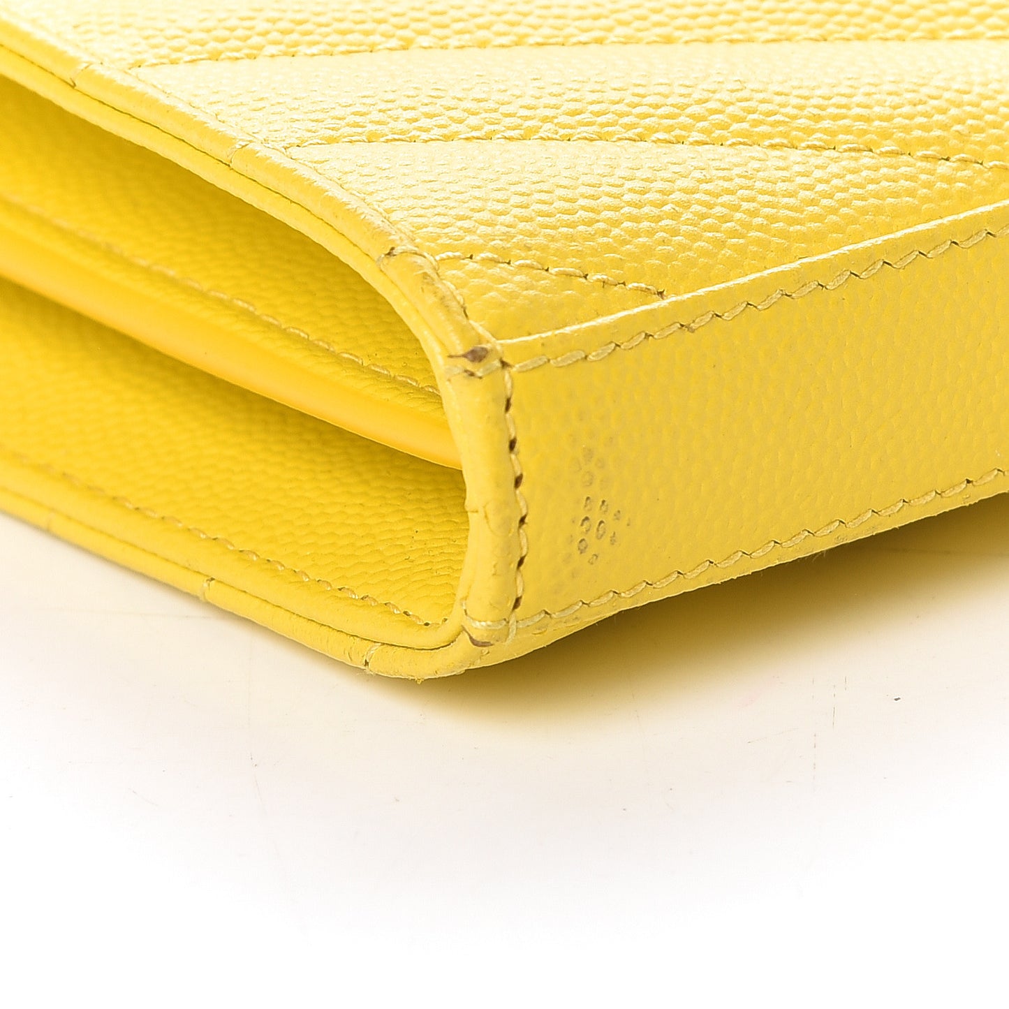 Grain De Poudre Matelasse Chevron Monogram Chain Wallet Yellow
