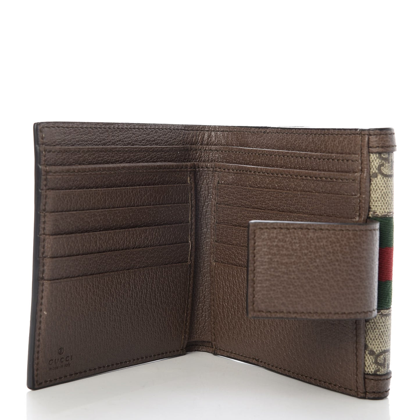 GG Supreme Monogram Web Ophidia French Flap Wallet Beige New Acero