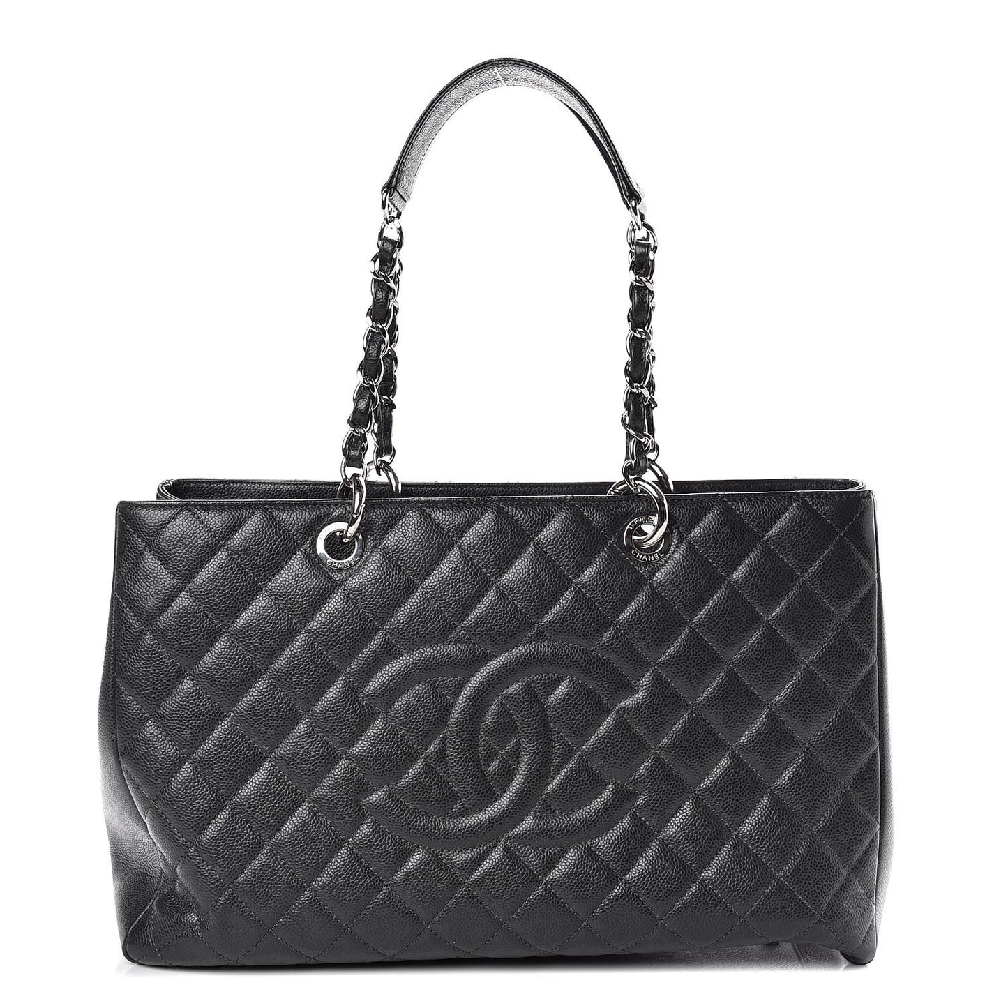 Caviar Quilted XL Grand Shopping Tote GST Dark Grey
