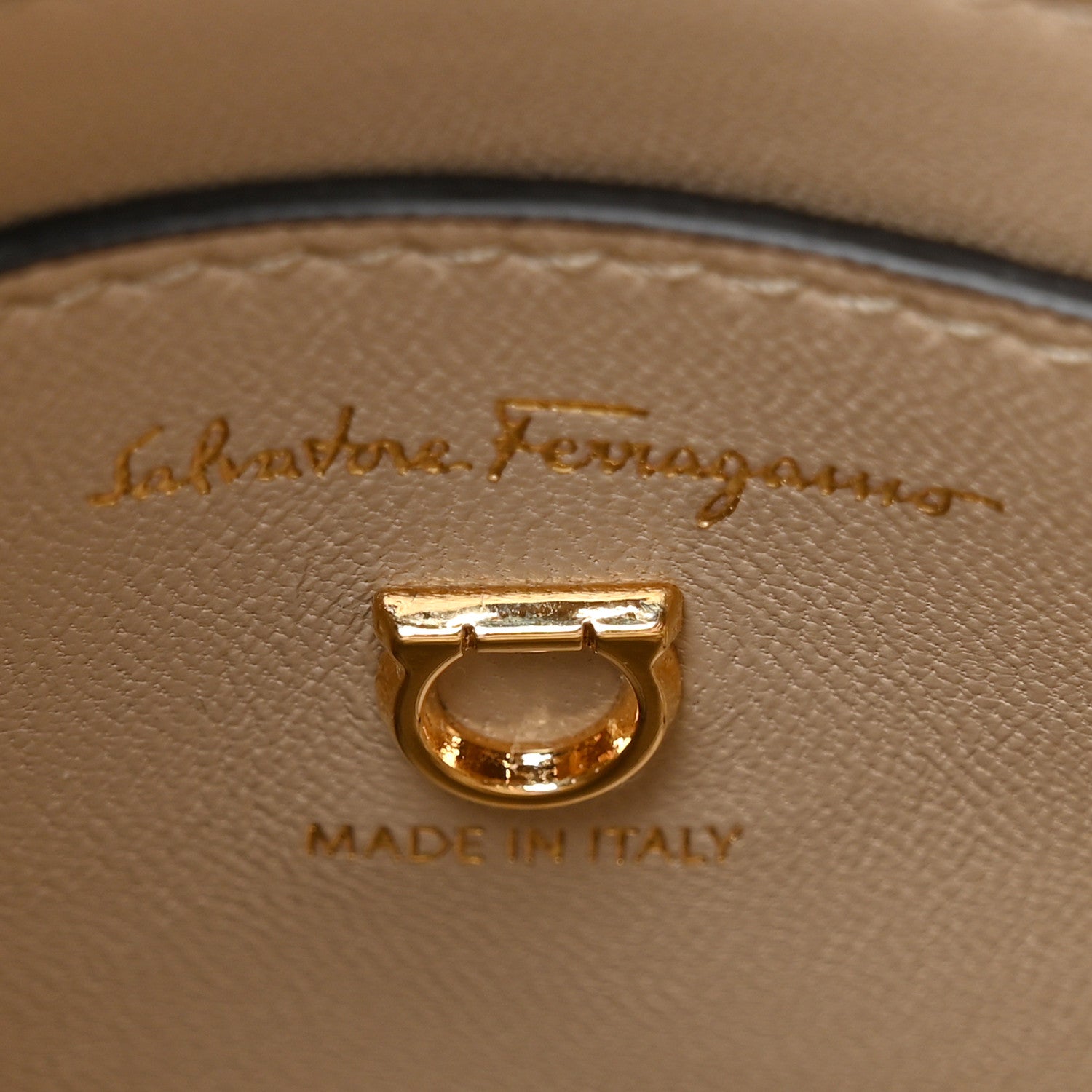 Salvatore Ferragamo Calfskin Cage Bag Beige 5 of 9