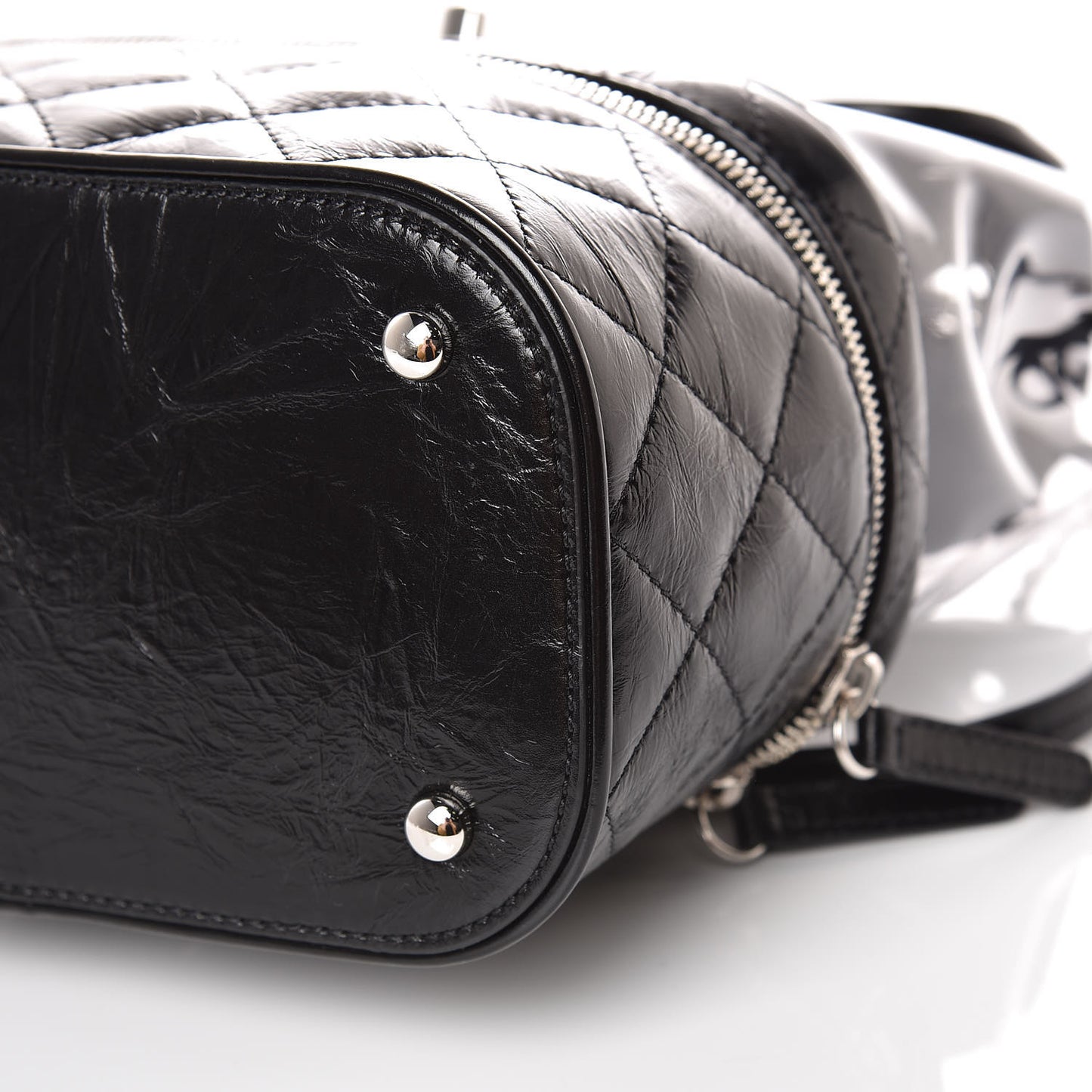 Crumpled Calfskin PVC Quilted Backpack Black