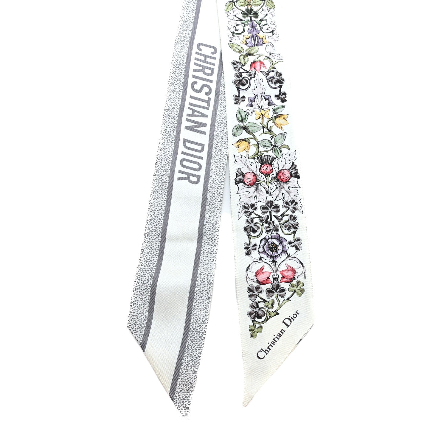 Christian Dior Silk Toile De Jouy Mitzah Scarf Grey 2 of 3