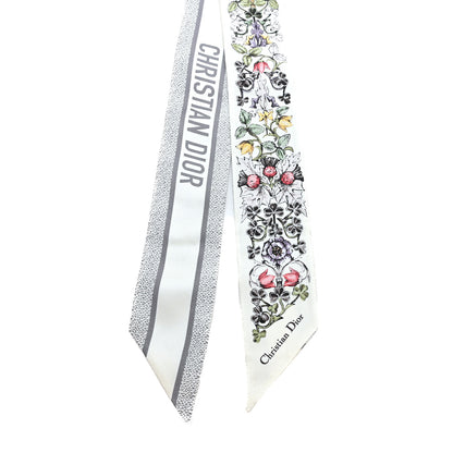 Christian Dior Silk Toile De Jouy Mitzah Scarf Grey 2 of 3