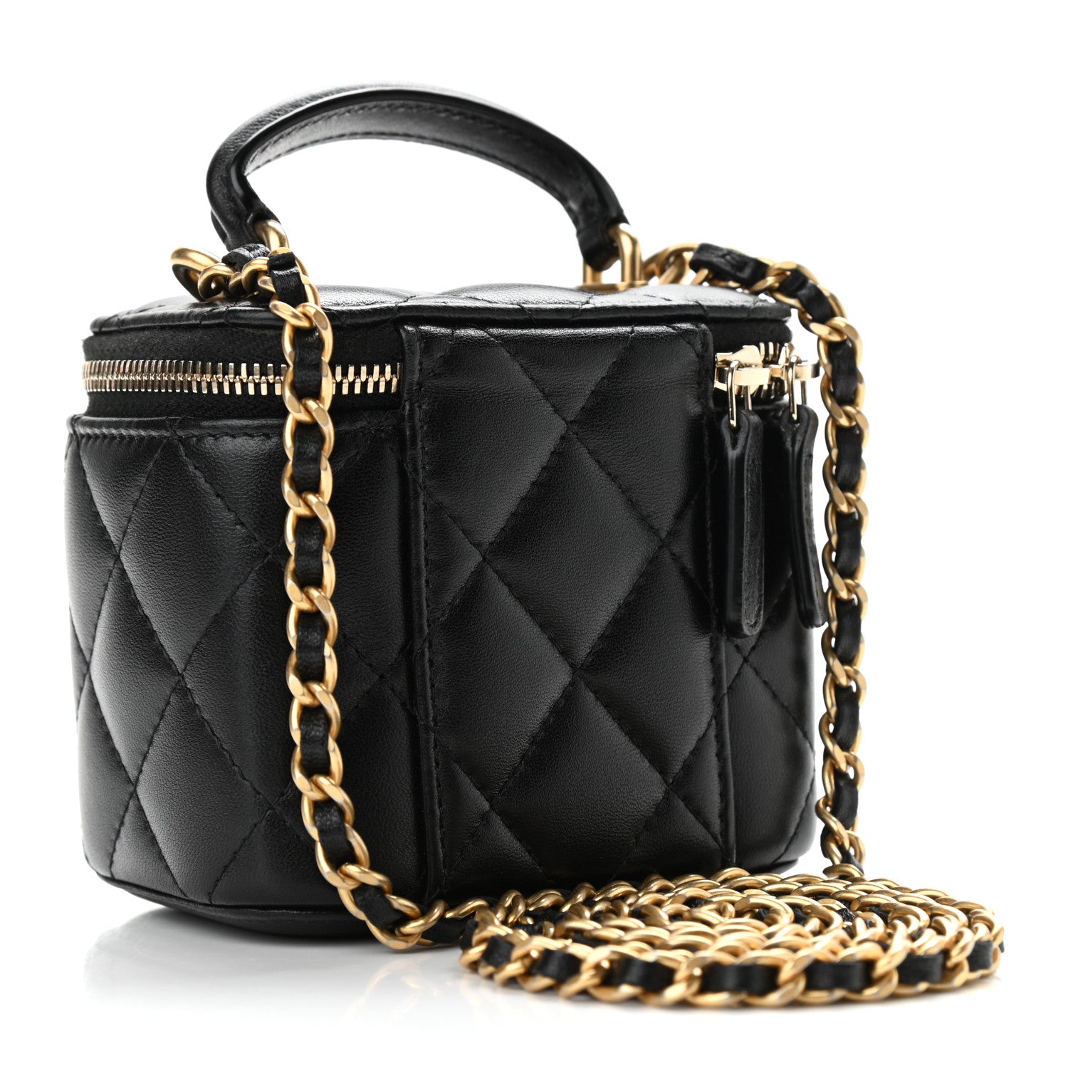 Chanel Lambskin Quilted Top Handle Mini Vanity Case With Chain Black 3 of 11