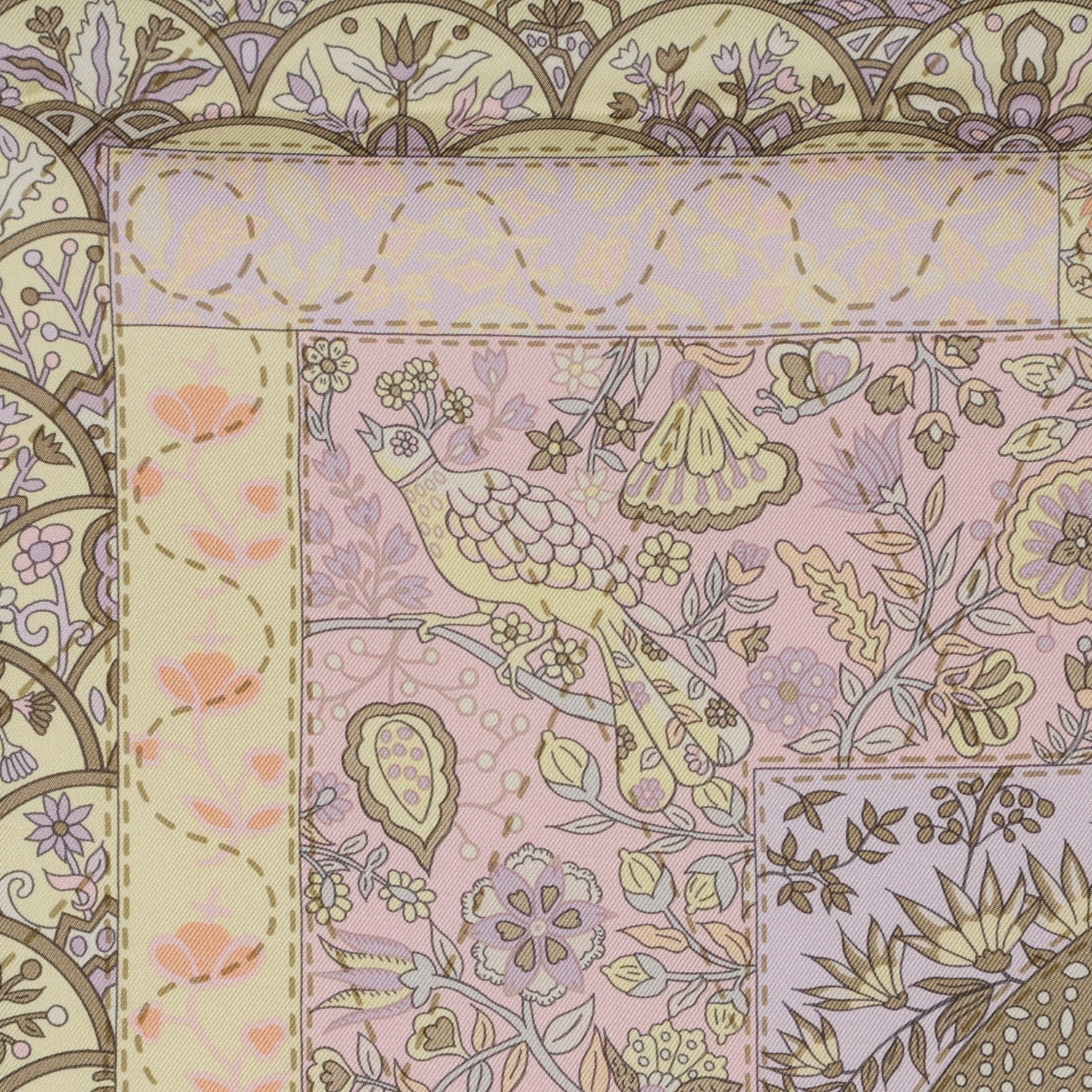 Hermes Silk Pique Fleuri de Provence Scarf 90 Gris Perle Lilac Rose Poudre 7 of 8