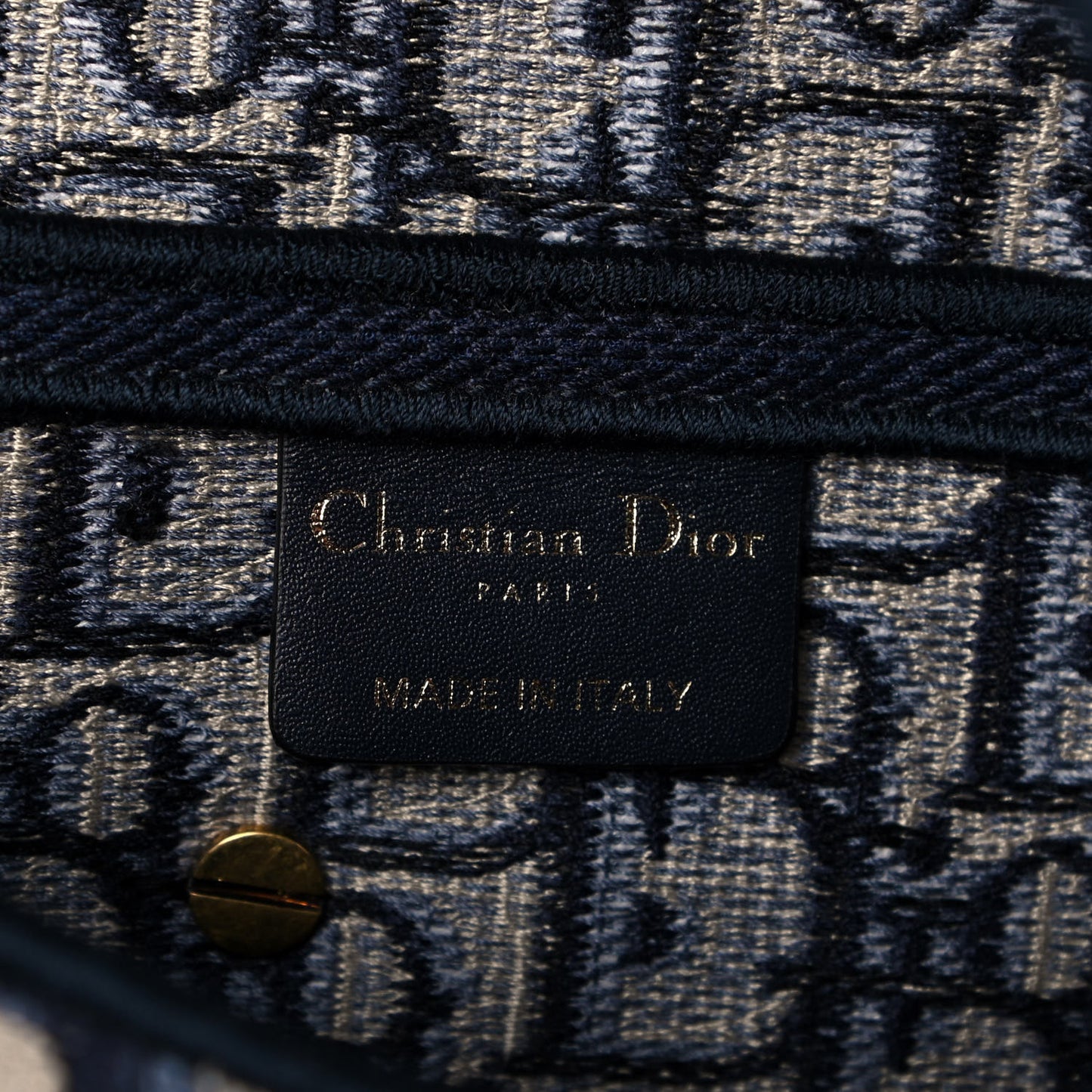 Oblique Embroidered Saddle Bag Blue