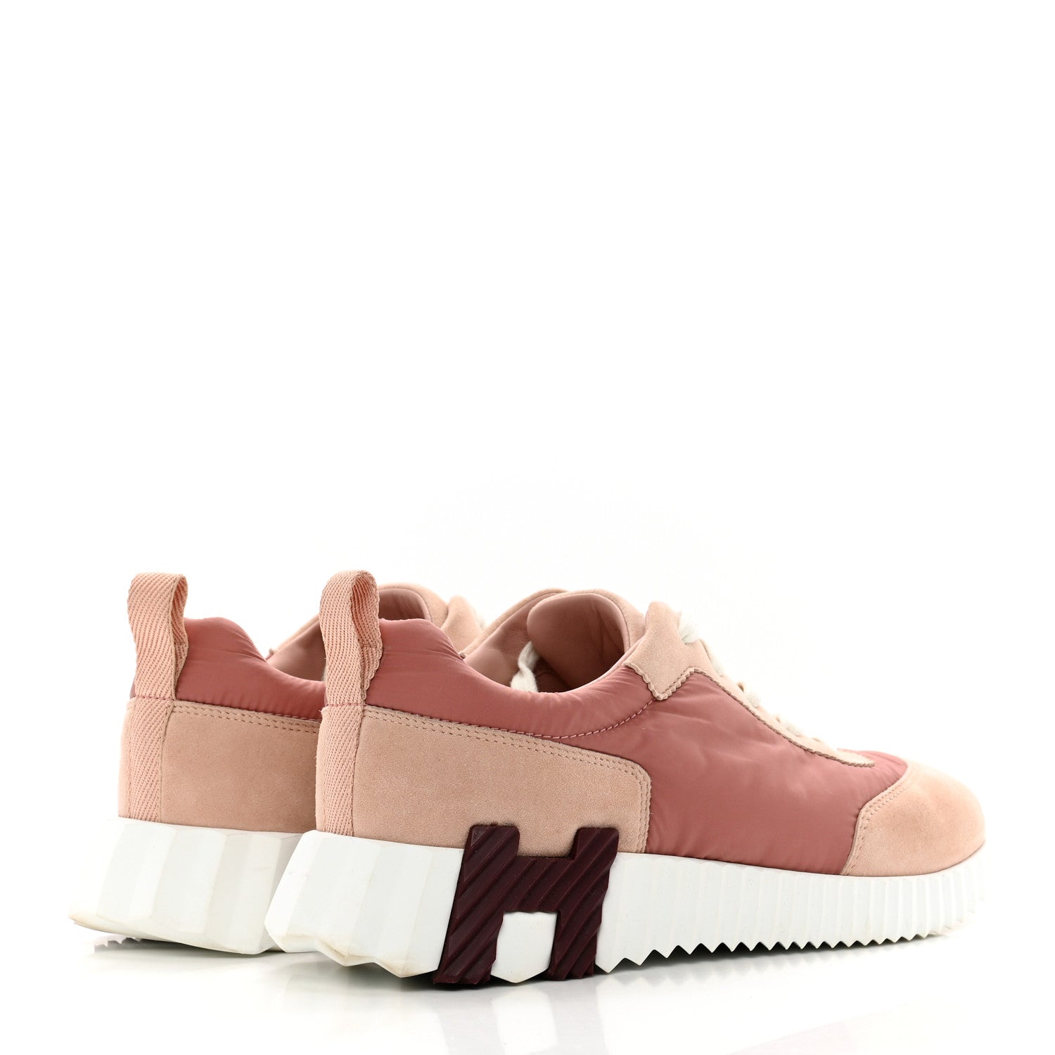 Hermes Parachute Fabric Suede Goatskin Bouncing Sneakers 37.5 Rose Rose Opaline 4 of 9