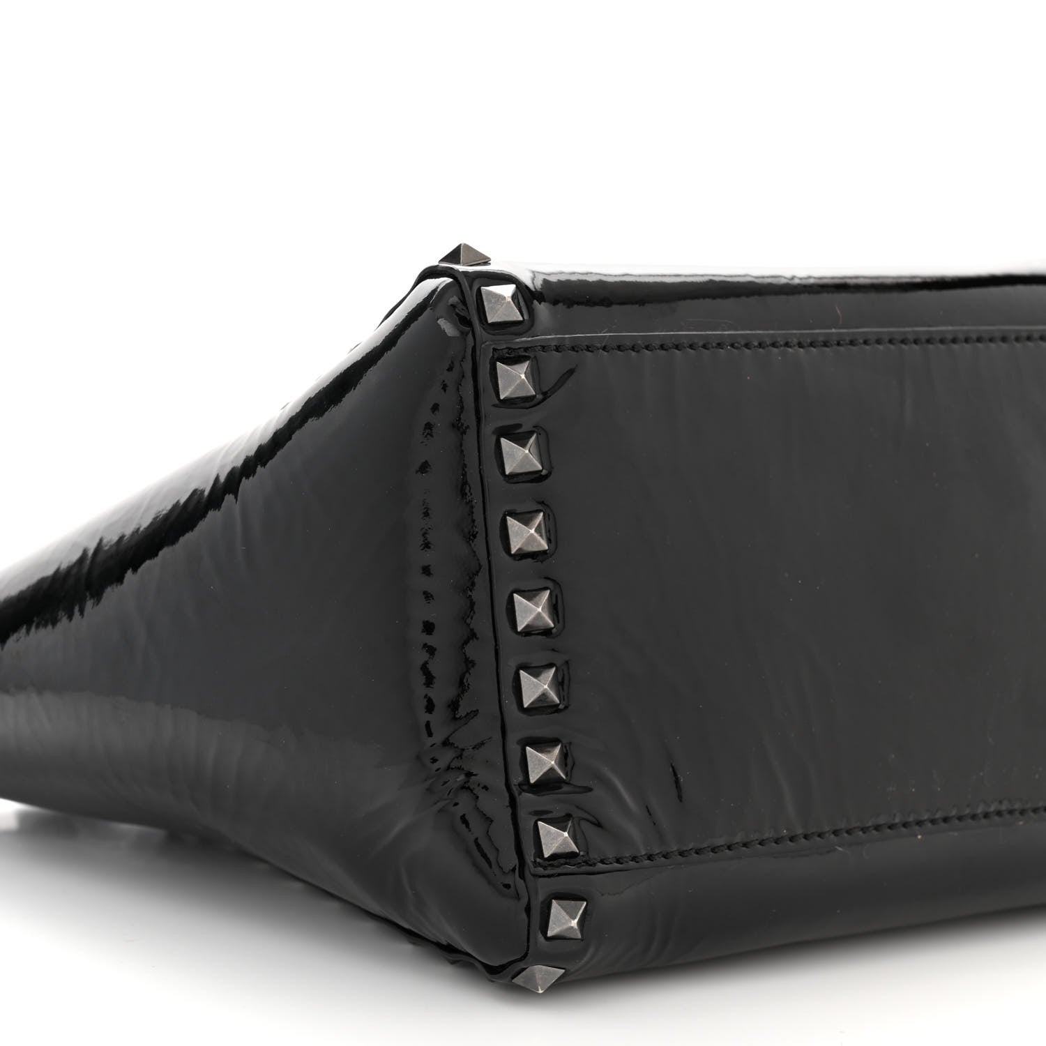 Valentino Garavani Patent Monochrome Small Rockstud Double Handle Tote Black 8 of 11