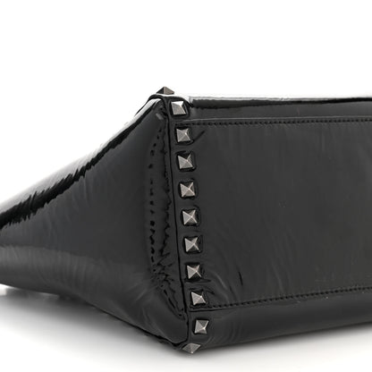 Valentino Garavani Patent Monochrome Small Rockstud Double Handle Tote Black 8 of 11