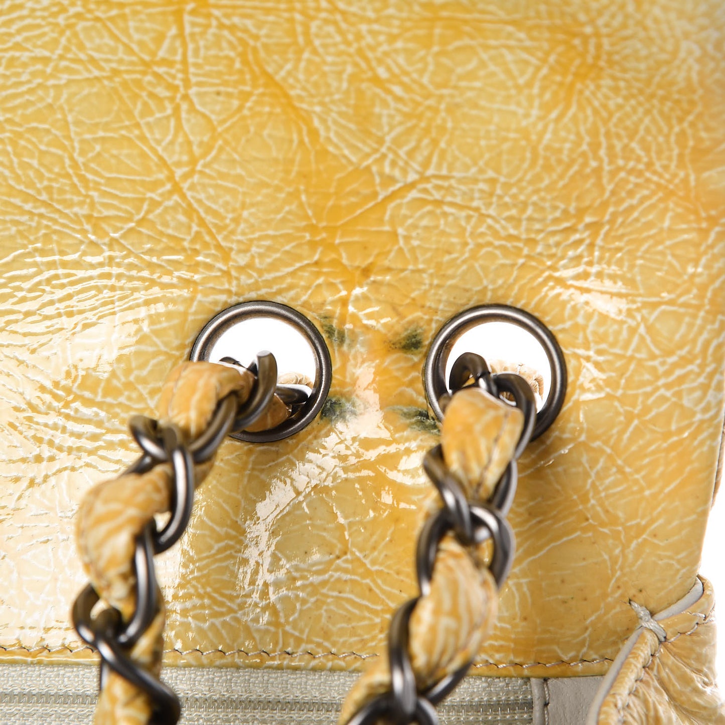 Crinkled Patent Quilted Jumbo Single Flap Light Beige