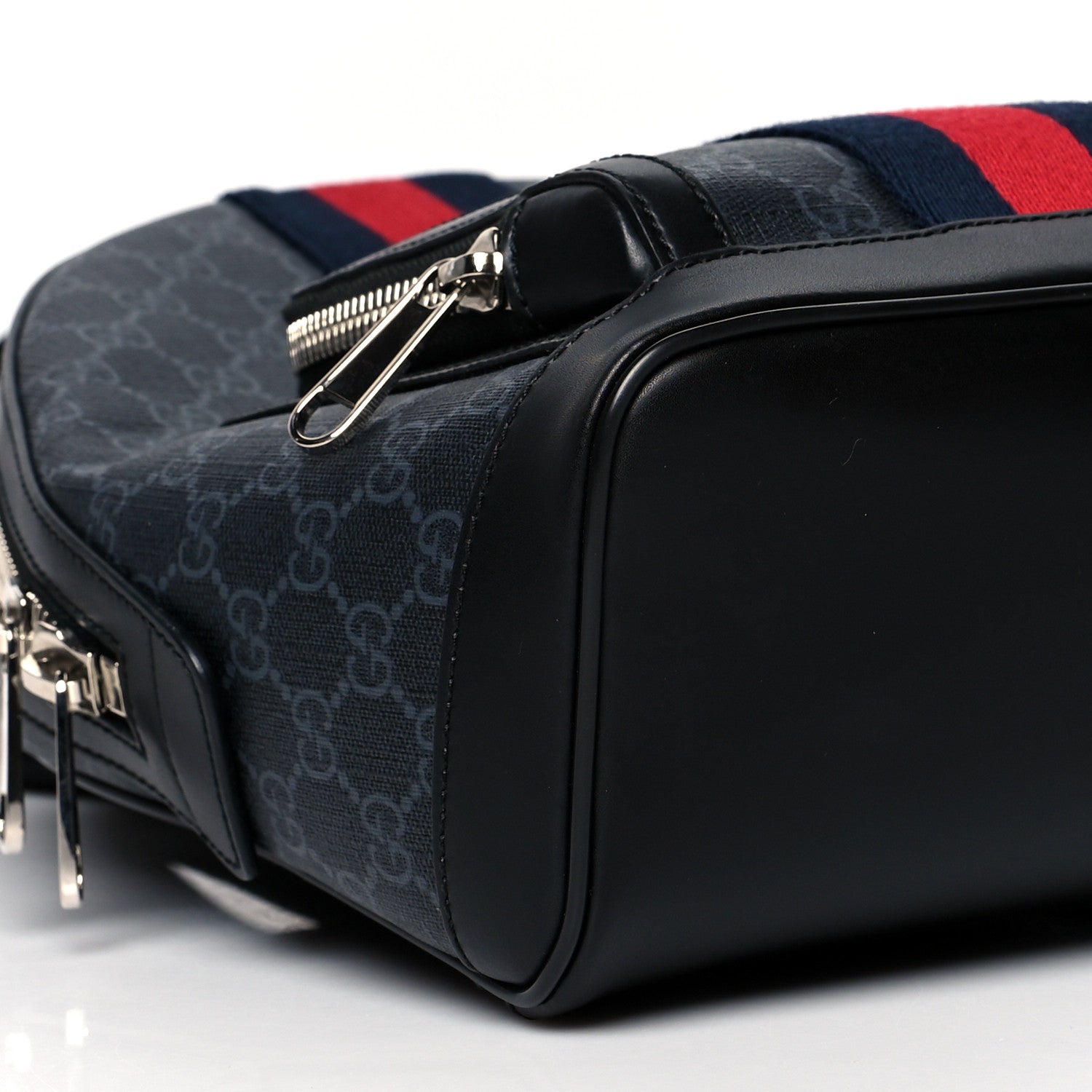 Gucci GG Supreme Monogram Appia Calfskin Web Small Day Backpack Black 10 of 11