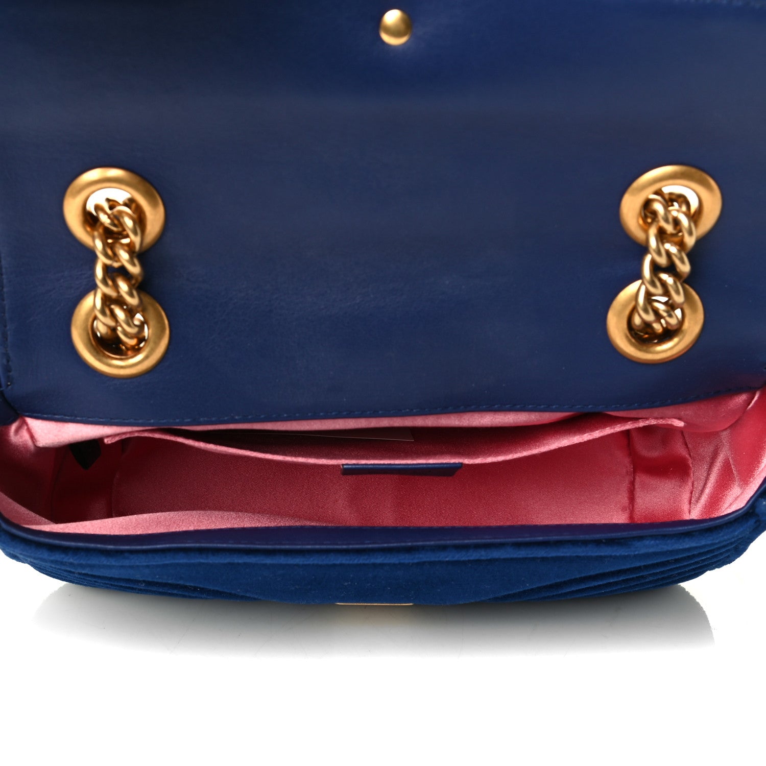 Gucci Velvet Matelasse Mini GG Marmont Shoulder Bag Cobalt Blue 4 of 6