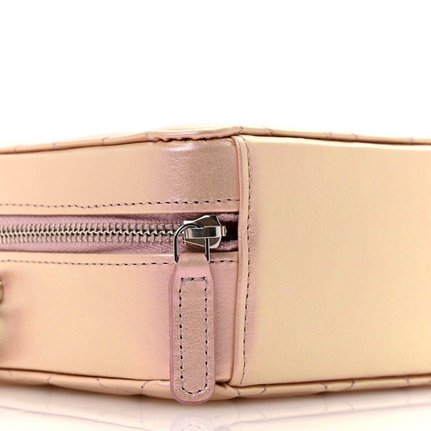 Iridescent Calfskin Quilted Camera Bag Pink