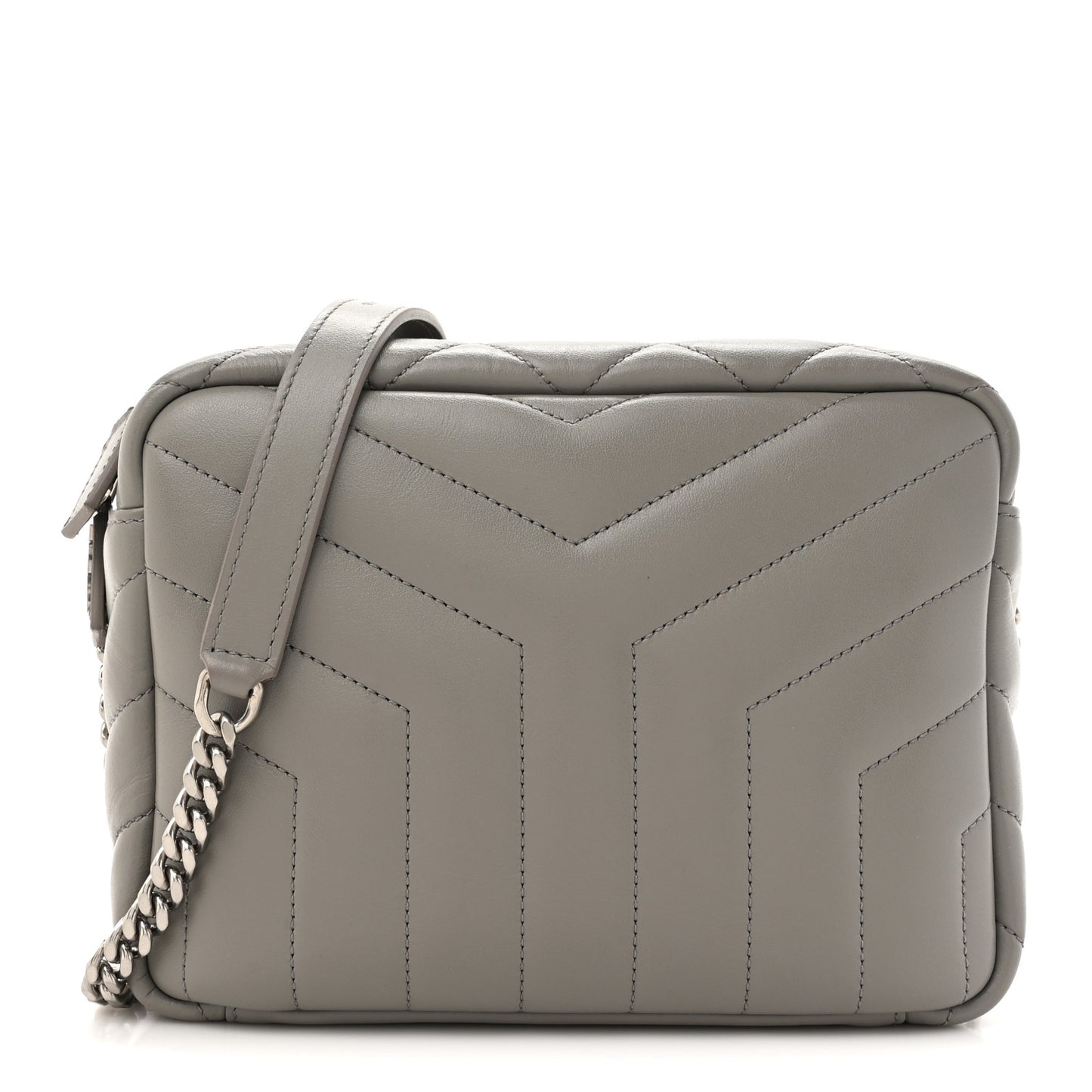 Calfskin Y Quilted Monogram Small Loulou Bowling Bag Light Gray