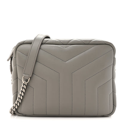 Saint Laurent Calfskin Y Quilted Monogram Small Loulou Bowling Bag Light Gray 1 of 10