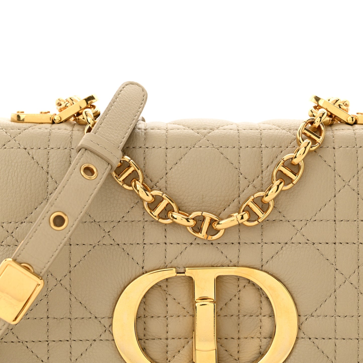 Calfskin Cannage Small Caro Bag Beige
