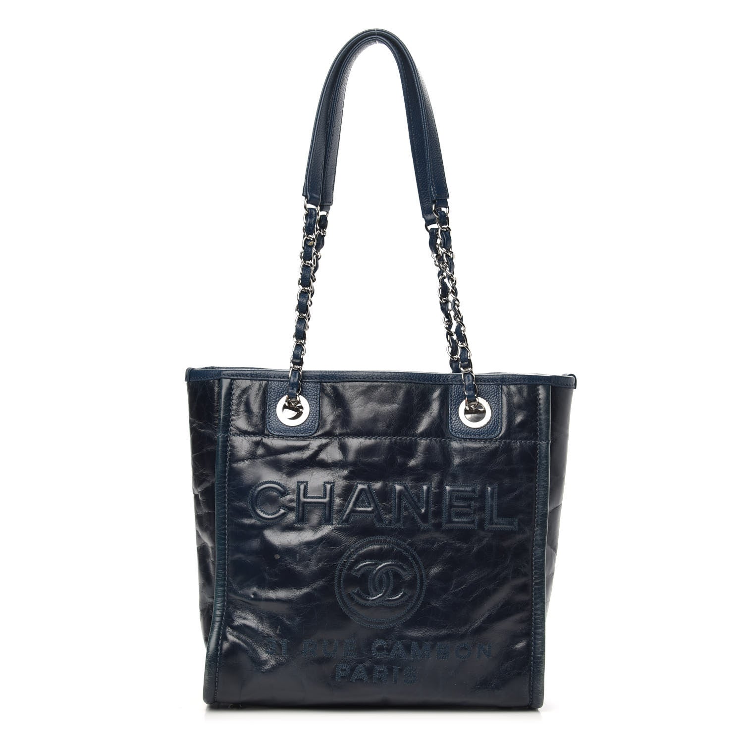 Chanel Glazed Calfskin Mini Deauville Tote Blue 1 of 13