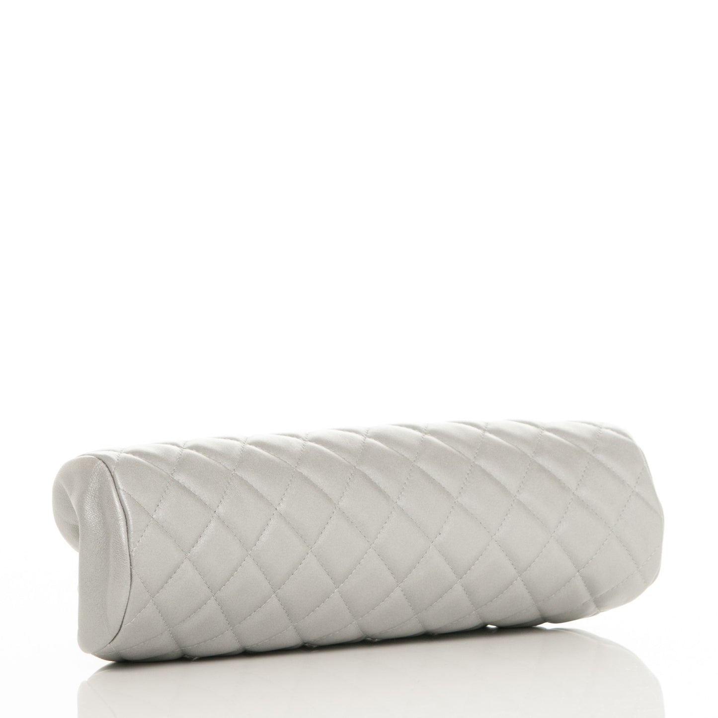 Metallic Lambskin Quilted Timeless Clutch Silver