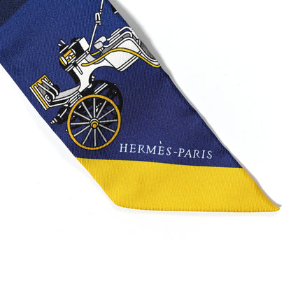 Hermes Silk Les Voitures Exquises Twilly Marine Gris Gold 2 of 4