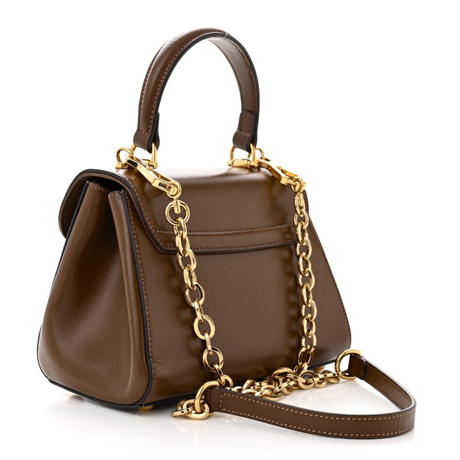Gucci Glazed Textured Calfskin Mini Horsebit 1955 Top Handle Flap Bag Brown Sugar 2 of 12