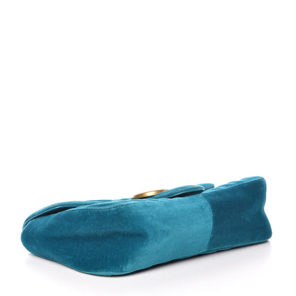 Gucci Velvet Matelasse Small GG Marmont Shoulder Bag Pavone Cyan 4 of 20