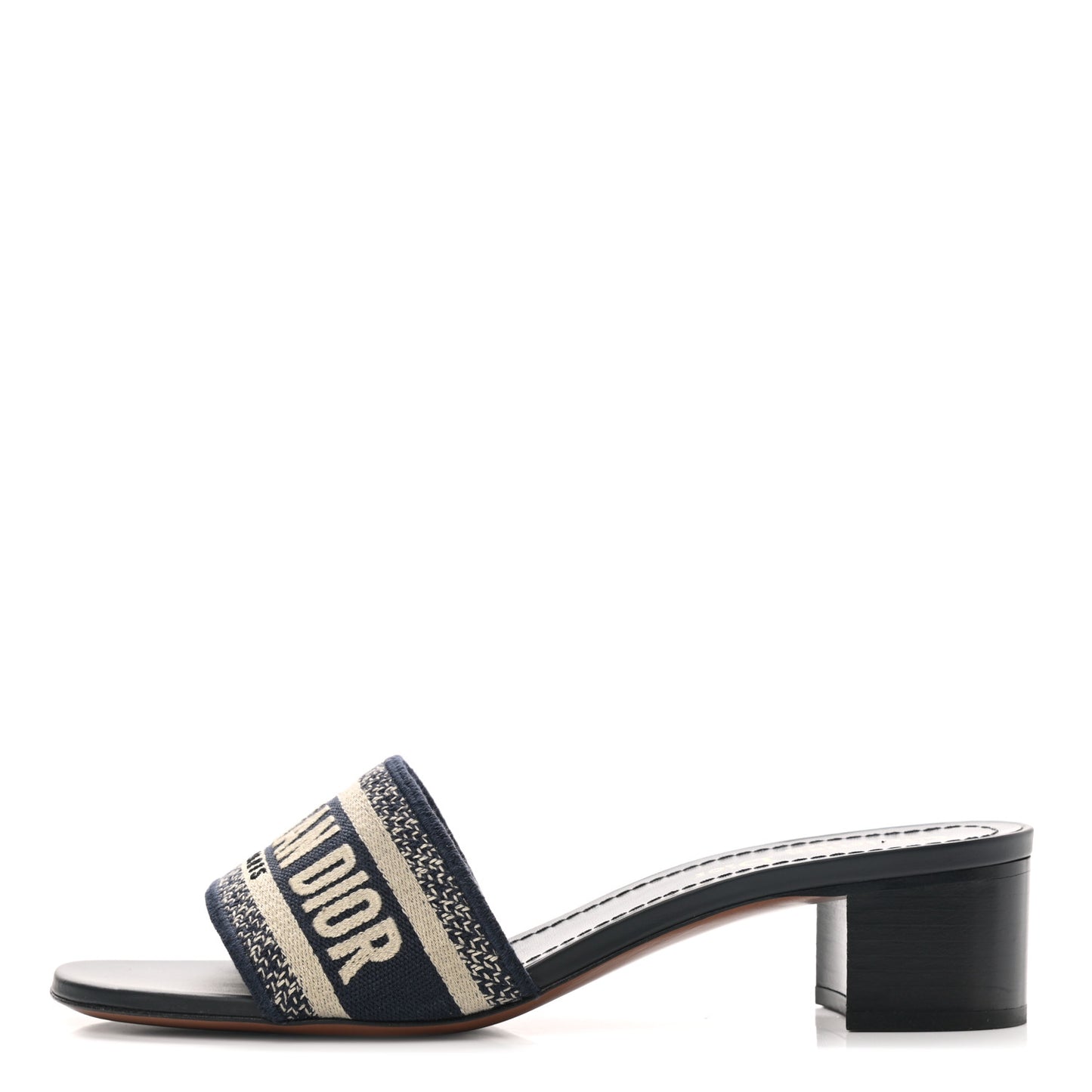 Cotton Embroidered Dway 40mm Slide Sandals 35.5 Deep Blue