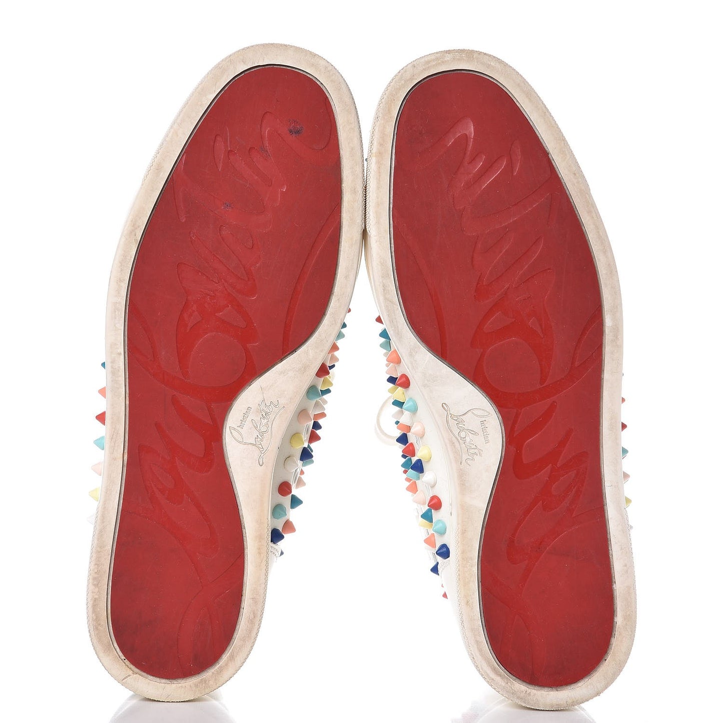 Calfskin Louis Spikes Flat Sneakers 40 White Multi