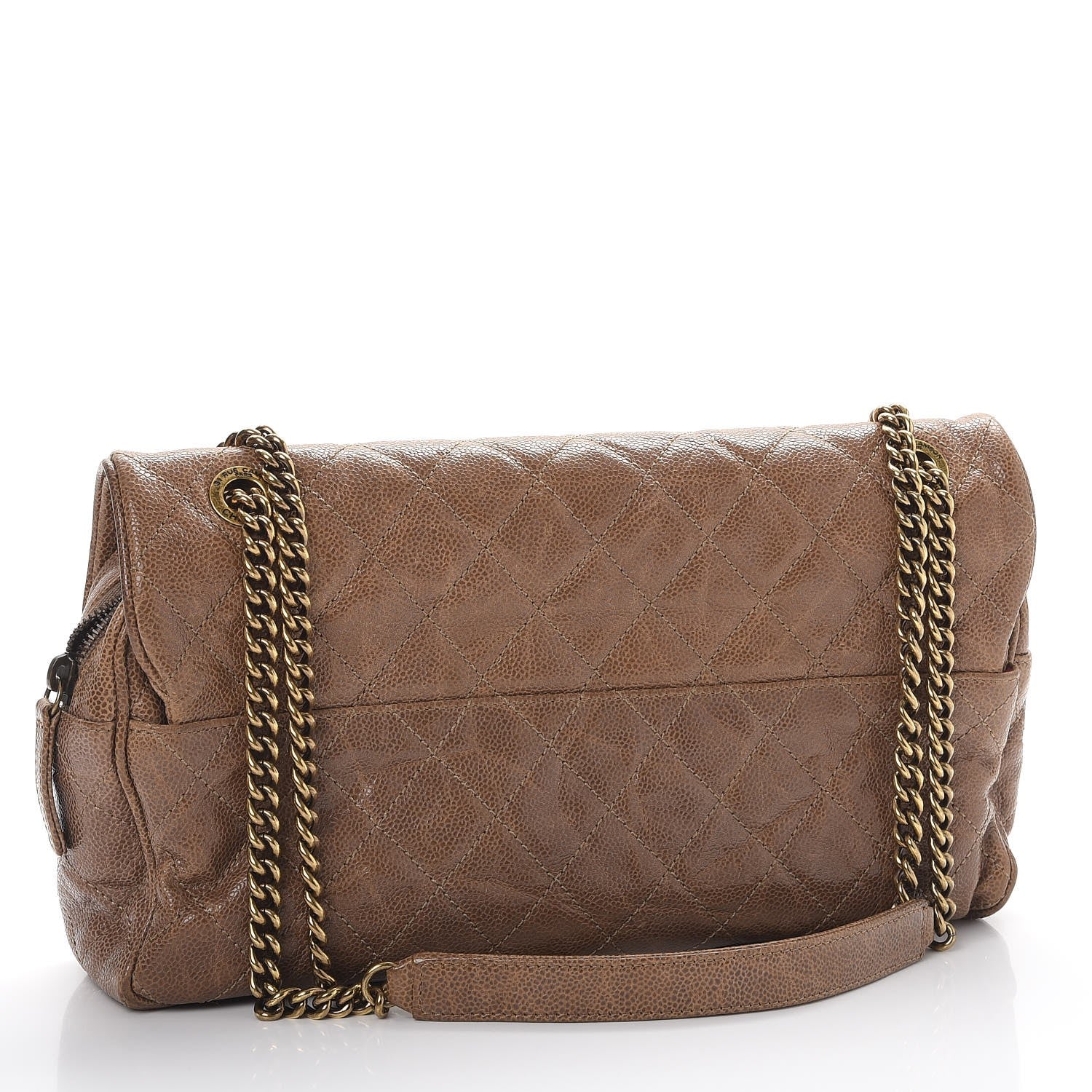 Chanel Crumpled Caviar Quilted Large Shiva Flap Brown 3 of 9