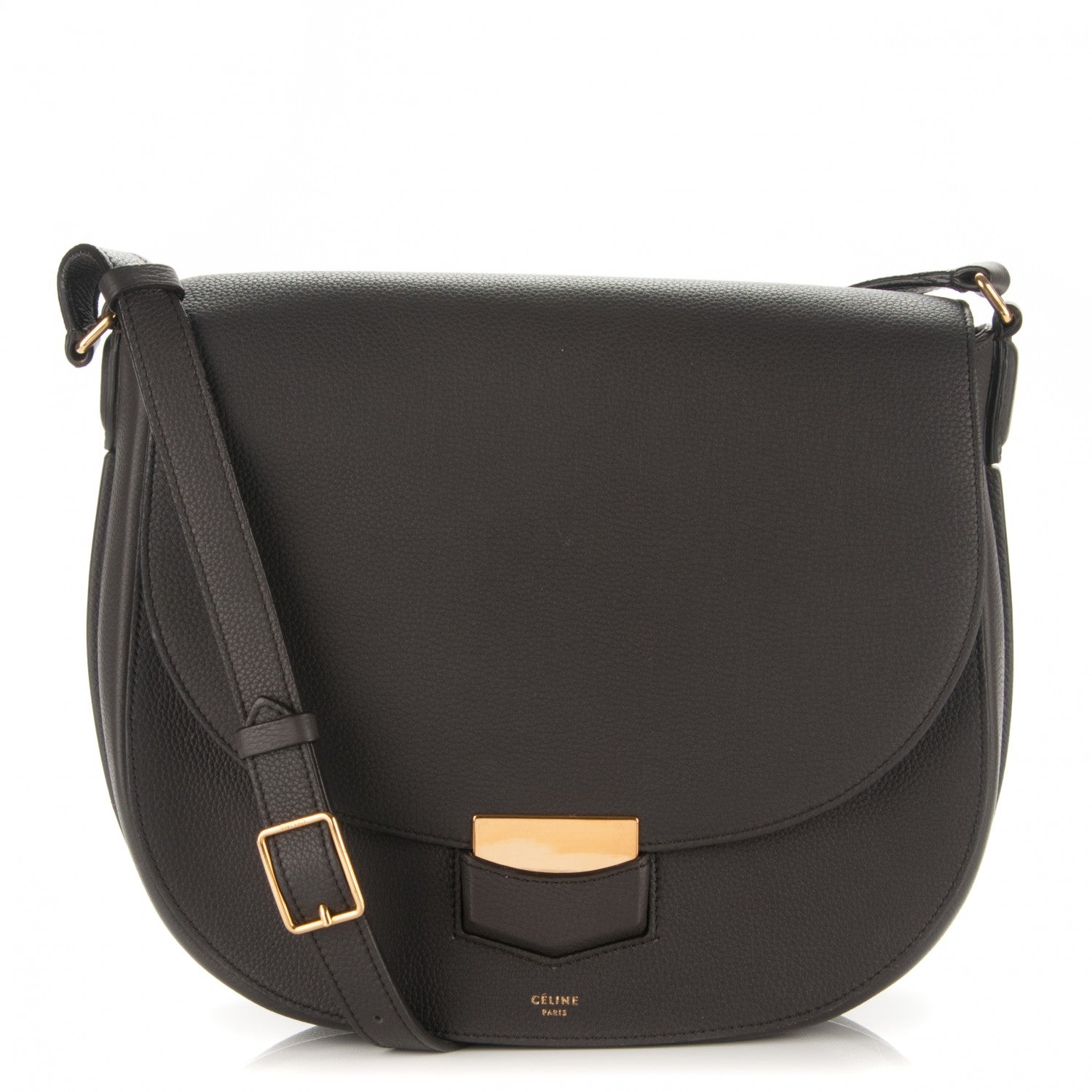 Celine Grained Calfskin Medium Trotteur Dark Taupe 1 of 7