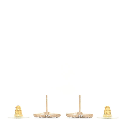 Chanel Pearl Crystal CC Stud Earrings Gold 3 of 5